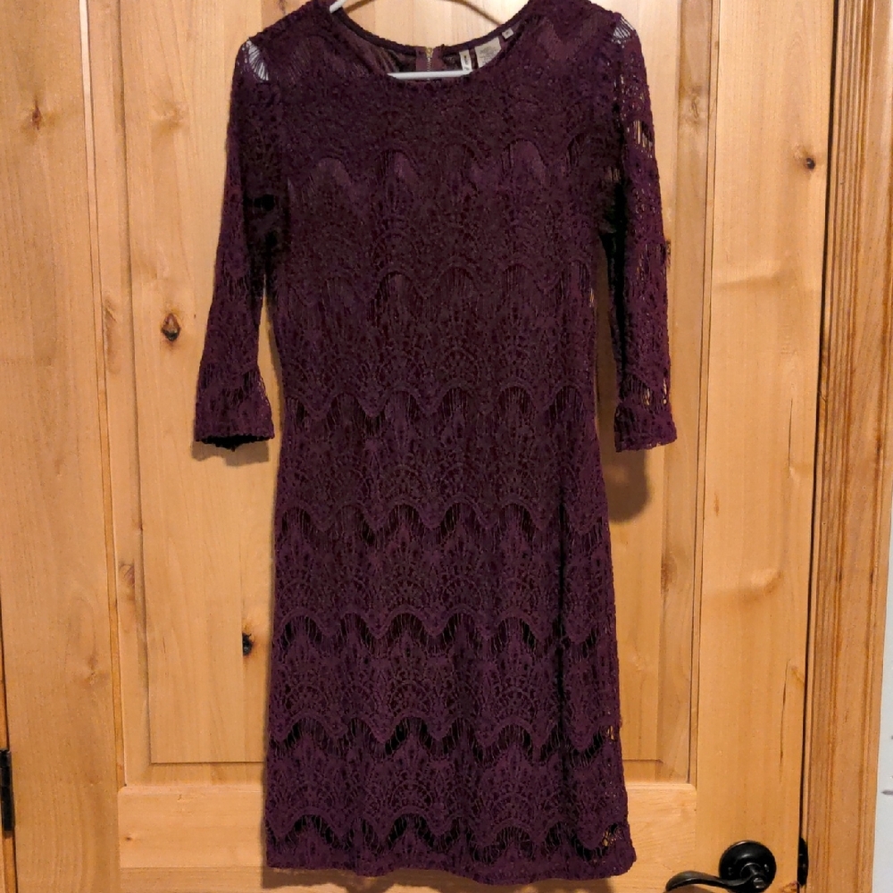 Feminine And Elegant Elegant Lace Dress in Deep Purple